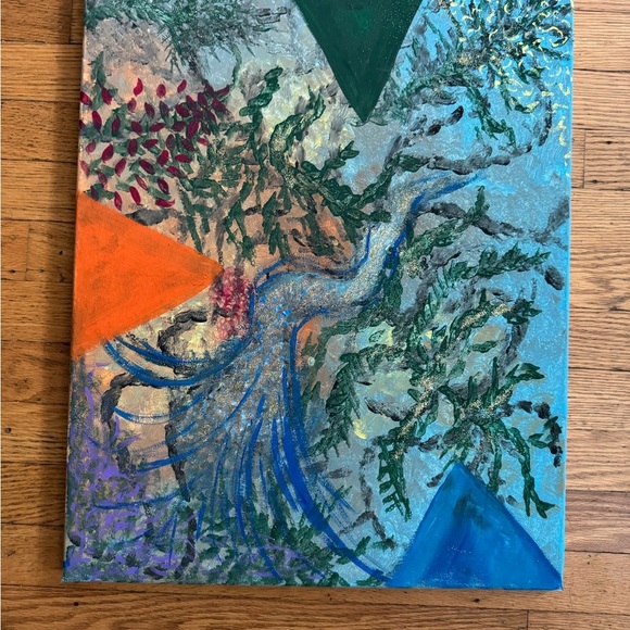 Vibrant Abstract Canvas with Blue and Orange by [Brand] - Picture 8 of 11